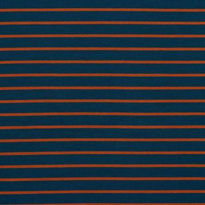 Terracotta Stripe on Navy - Loop Back Sweatshirt Jersey - Shop online and in store at Purple Stitches, Basingstoke, Hampshire UK