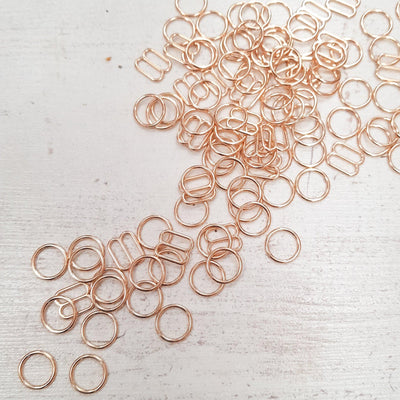 12mm Light Rose Gold colour Bra rings and sliders - Purple Stitches