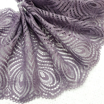 Mauve Feather Non Stretch Lace - 16cm - Shop online and in store at Purple Stitches, Basingstoke, Hampshire UK