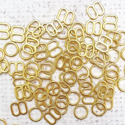 6mm Gold colour Bra rings and sliders - Purple Stitches