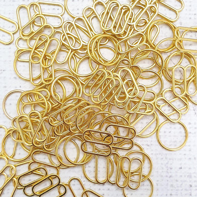 15mm Gold colour Bra rings and sliders - Purple Stitches