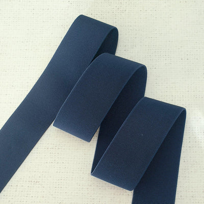 38mm / 1.5" MIDNIGHT BLUE soft waistband elastics - Purple Stitches