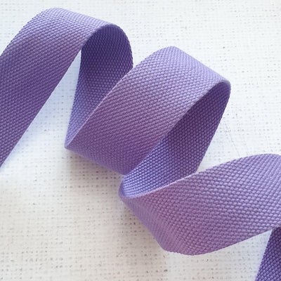 1.5 inches / 38mm Thick Cotton Webbing - Lavender - Purple Stitches