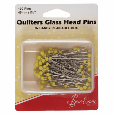 Quilters Glass Head Pins - 50mm - Shop online and in store at Purple Stitches, Basingstoke, Hampshire UK