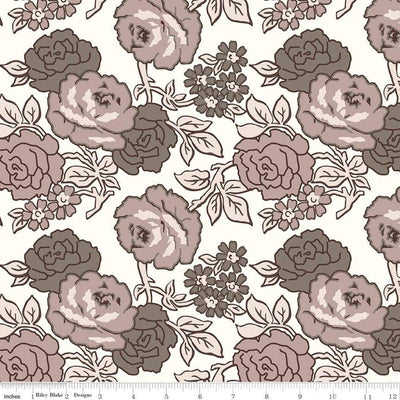Flea Market Roses NEUTRAL - Lori Holt 108" Backing - Purple Stitches