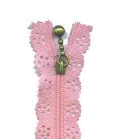 Pink - 35cm Length Lace Edge Zip - Shop online and in store at Purple Stitches, Basingstoke, Hampshire UK