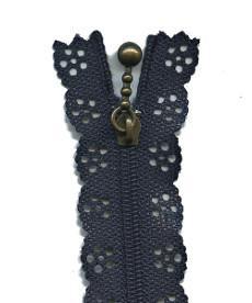 Navy - 20cm Length Lace Edge Zip - Shop online and in store at Purple Stitches, Basingstoke, Hampshire UK