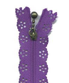 Purple - 20cm Length Lace Edge Zip - Shop online and in store at Purple Stitches, Basingstoke, Hampshire UK