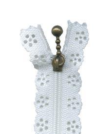 White - 20cm Length Lace Edge Zip - Shop online and in store at Purple Stitches, Basingstoke, Hampshire UK