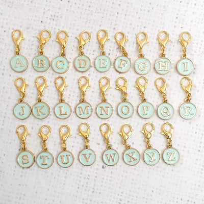 Mint Green Alphabet Zipper Charm - Shop online and in store at Purple Stitches, Basingstoke, Hampshire UK