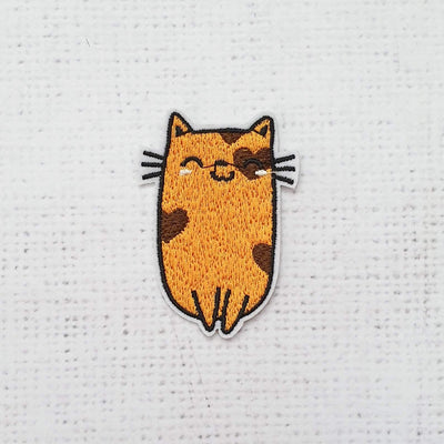 Golden Yellow and Brown Spotty Cat - Purple Stitches