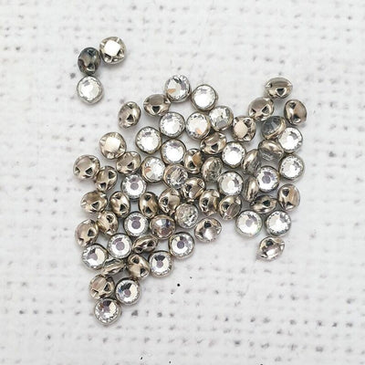 5mm Mini Faux Diamond Button - Silver - Purple Stitches