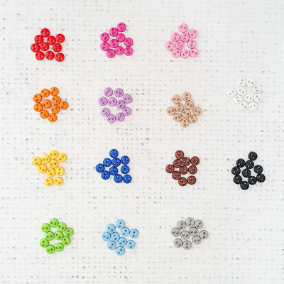 4mm Mini Round 2-hole Plastic Buttons - Purple Stitches