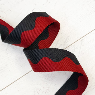 Colourful woven bag webbing – ideal for making bag straps, handles, belts, and sewing accessories, sold by the metre at Purple Stitches