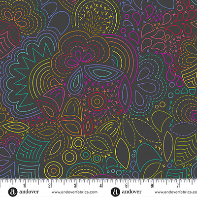 Color Wheel fabric collection by Alison Glass – saturated rainbow-toned cotton prints from Andover Fabrics, perfect for vibrant quilts and modern patchwork.  SKU: A-1446-K