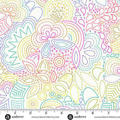 Color Wheel fabric collection by Alison Glass – saturated rainbow-toned cotton prints from Andover Fabrics, perfect for vibrant quilts and modern patchwork.  SKU: A-1446-L