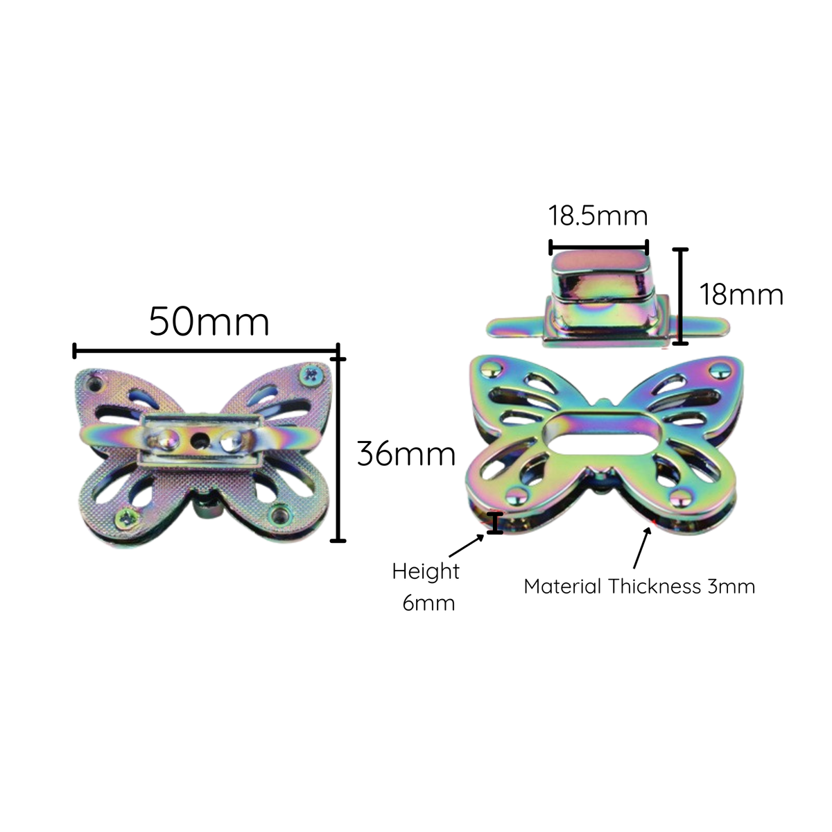 5CM BUTTERFLY TWIST LOCK | HABERDASHERY | PURPLE STITCHES – Purple Stitches