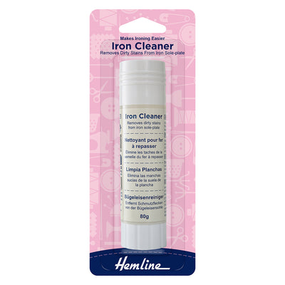 Iron Cleaner – SKU: H4800. High-quality iron cleaning stick designed to safely remove starch, fusible web, and grime from your iron’s soleplate. A must-have for sewists and quilters who want to maintain smooth, clean ironing with no residue transfer to fabric.