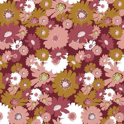 Pink and Mustard Daisy - Organic Cotton Sweatshirt Jersey Fleece - Shop online and in store at Purple Stitches, Basingstoke, Hampshire UK
