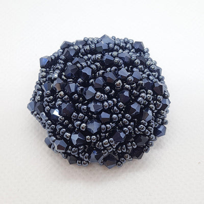 43mm Bead Cluster Button - Midnight Blue - Purple Stitches