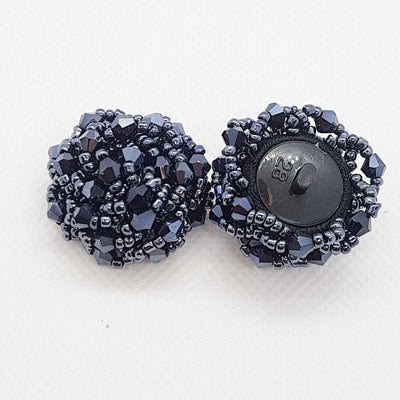 30mm Bead Cluster Button - Midnight Blue - Purple Stitches