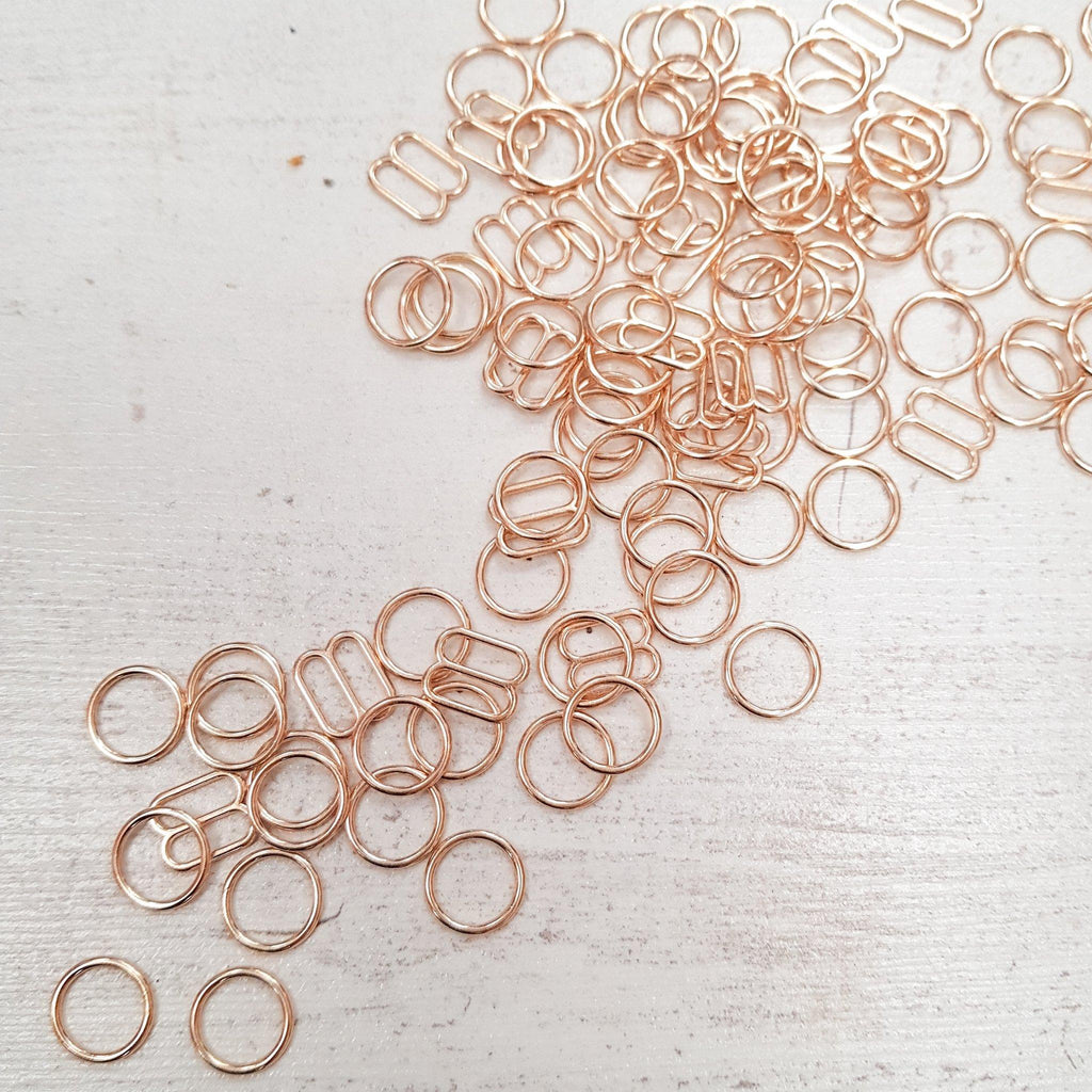 6mm GOLD Colour Bra Rings and Sliders 1/4 Inch Metal Alloy Rings