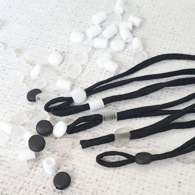 Silicone elastic adjuster beads for elastic cord - Shop online and in store at Purple Stitches, Basingstoke, Hampshire UK
