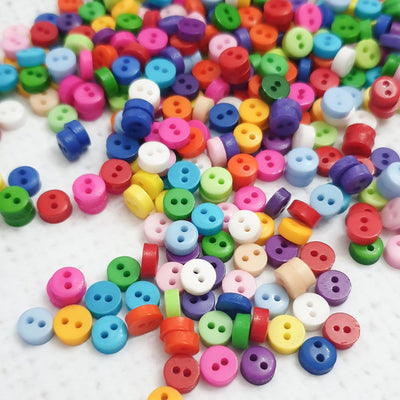 6mm Mini Round 2-hole Plastic Buttons - Assorted Mix - Purple Stitches