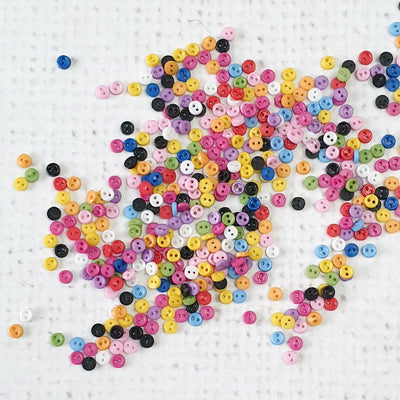 3mm Mini Round 2-hole Plastic Buttons - Assorted Mix - Purple Stitches