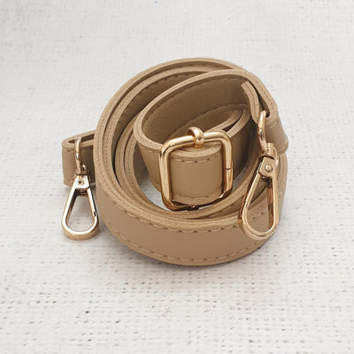 Beige / Gold Adjustable PU leather bag straps - Purple Stitches
