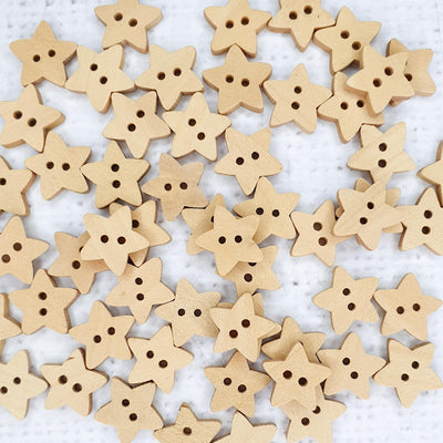 Wooden Star Buttons - 15mm - Shop online and in store at Purple Stitches, Basingstoke, Hampshire UK
