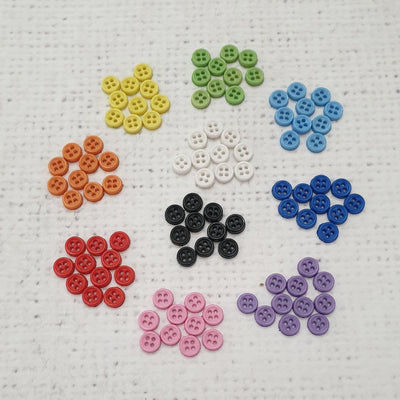 6mm Mini Round 4-hole Plastic Buttons - Purple Stitches