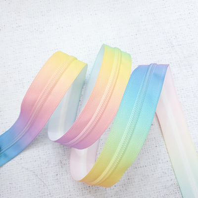 Pastel Rainbow Zipper Tape with Rainbow Coil Teeth - Size 5 Zip - Shop online and in store at Purple Stitches, Basingstoke, Hampshire UK