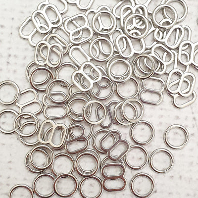 6mm SILVER colour Bra rings and sliders - Purple Stitches