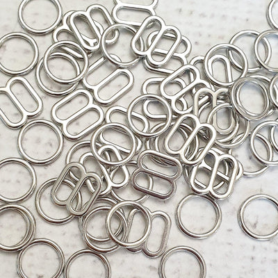 8mm SILVER colour Bra rings and sliders - Purple Stitches