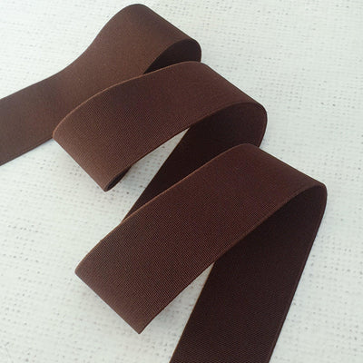38mm / 1.5" BROWN soft waistband elastics - Purple Stitches