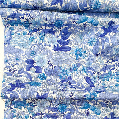 Flower Garden in Blue - Sevenberry Fabric - Purple Stitches