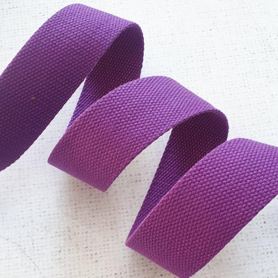 1.5 inches / 38mm Thick Cotton Webbing - Purple - Purple Stitches