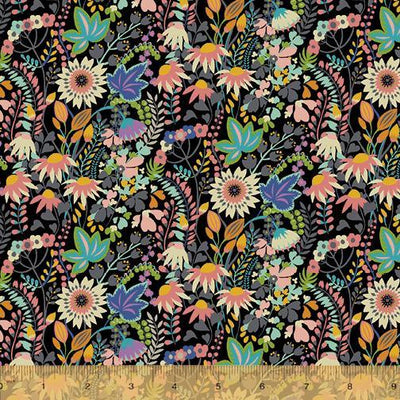 Flower Bed Cotton Jersey - Paradiso - Sally Kelly - Purple Stitches