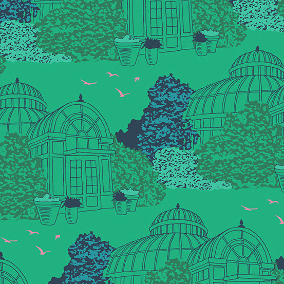 Flora and Fauna Conservatory Grass - Patty Sloniger - PER QUARTER METRE Flora and Fauna Conservatory Grass - Patty Sloniger - PER QUARTER METRE