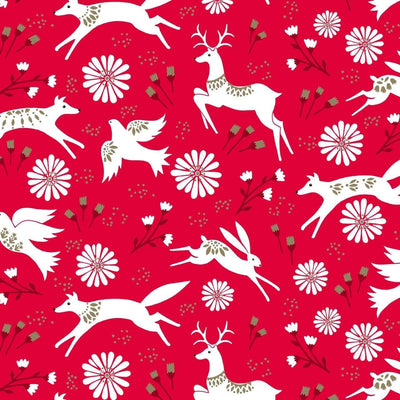 Deer & Doves Red - Starlit Hollow - Sian Summerhayes - Purple Stitches