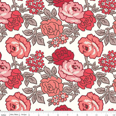 Flea Market Roses RED - Lori Holt 108" Backing - Purple Stitches