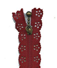 Maroon - 35cm Length Lace Edge Zip - Shop online and in store at Purple Stitches, Basingstoke, Hampshire UK