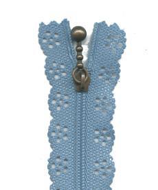 Light Blue - 35cm Length Lace Edge Zip - Shop online and in store at Purple Stitches, Basingstoke, Hampshire UK