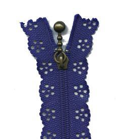 Royal Blue - 20cm Length Lace Edge Zip - Shop online and in store at Purple Stitches, Basingstoke, Hampshire UK