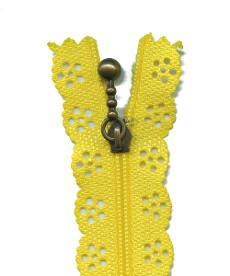 Yellow - 20cm Length Lace Edge Zip - Shop online and in store at Purple Stitches, Basingstoke, Hampshire UK