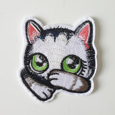 Green Eye Cat - Purple Stitches
