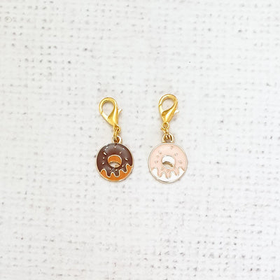 Donut Zipper Charm - Purple Stitches